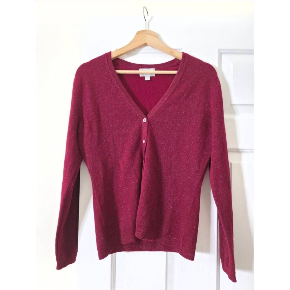 Pure cashmere Metalic Burgundy Cashmere Sweater Cardigan US 6
